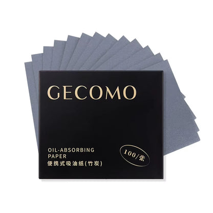 100 Sheets Oil Blotting Papers with Case & Powder Puff Oil Absorbing Sheets Bamboo Charcoal Face Oil Blotting Sheets for Make Up