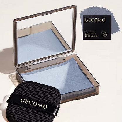 100 Sheets Oil Blotting Papers with Case & Powder Puff Oil Absorbing Sheets Bamboo Charcoal Face Oil Blotting Sheets for Make Up