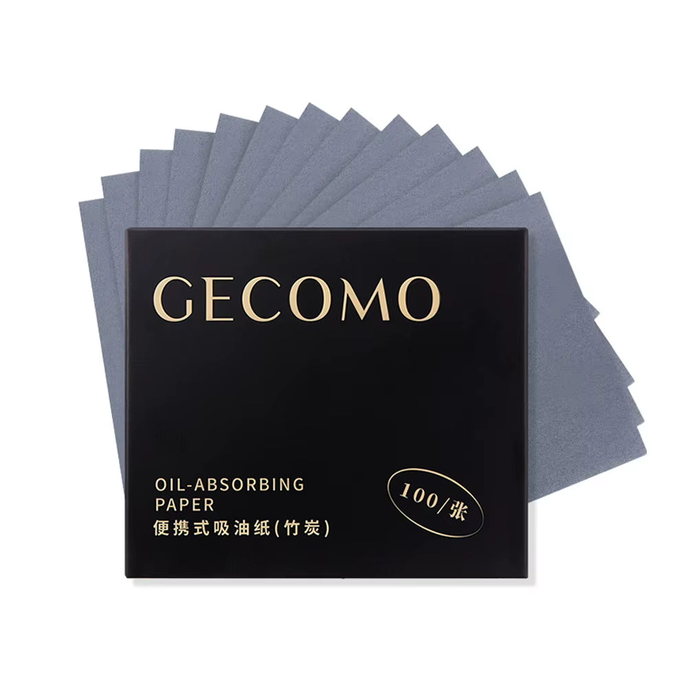 100 Sheets Oil Blotting Papers with Case & Powder Puff Oil Absorbing Sheets Bamboo Charcoal Face Oil Blotting Sheets for Make Up